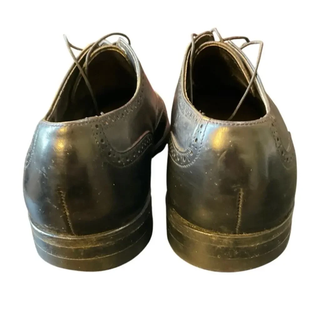 Bostonian Oxford Shoes Mens 12 Black Leather Wingtip Brogue Dress Shoes Made USA